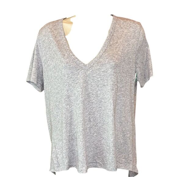 VERONICA BEARD Cindy V-Neck Short-Sleeve Pima Cotton Tee in Grey NWT Size Medium - Picture 1 of 5
